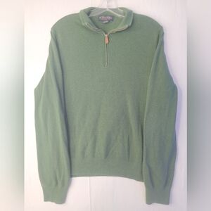 Brooks Brothers Merino Wool 1/4 Zip Sweater Men's Green Long Sleeve Classic